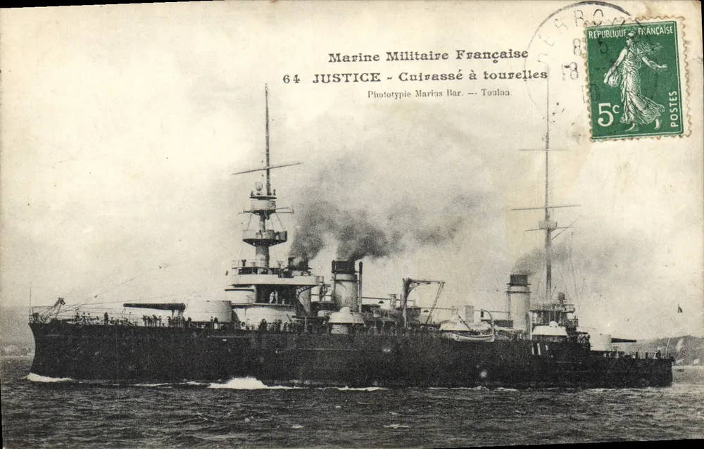 Acorazado Justicia — Marina Militar Francesa — Fototipia Marius Bar — Toulouse - Anverso