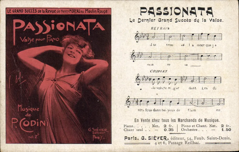 Passionatata — Valse pour Piano de P. Codini — éditeur G. Siéver, Paris - Vorderseite