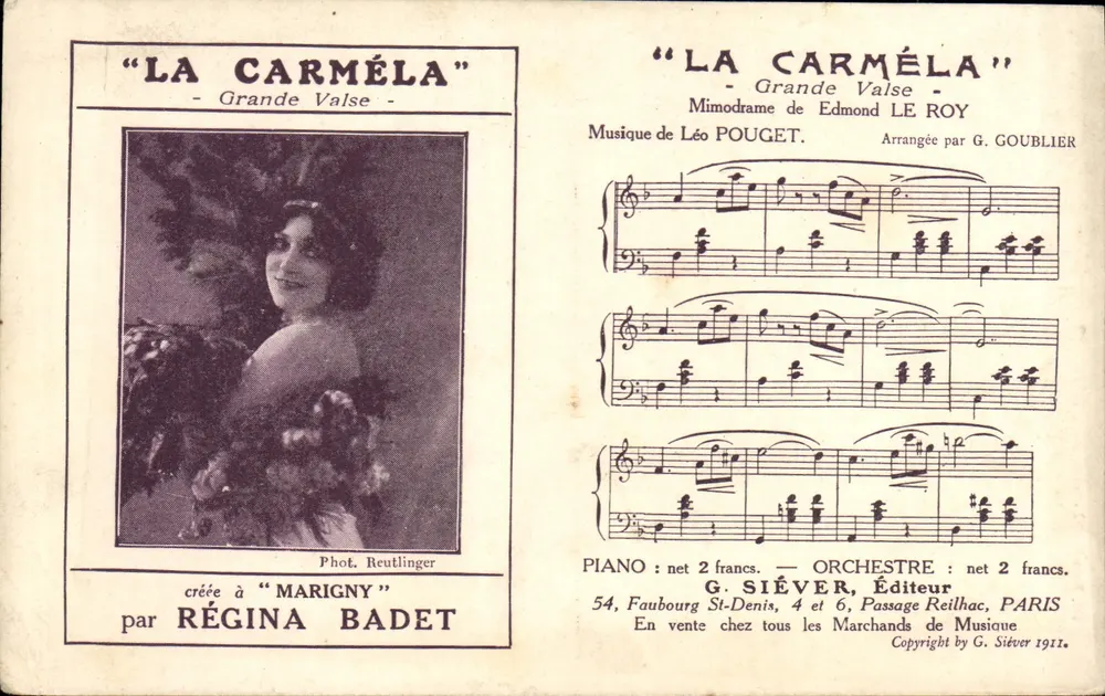 Régina Badet — La Carméla — Grande Valse — Éditeur G. Siéver, Paris - Vorderseite