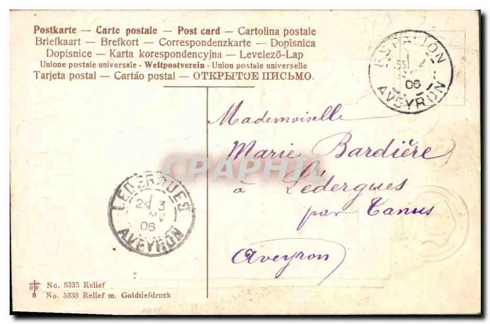 Flores de papoula — Boa Ano — editor Relief, n° 5338 - Verso