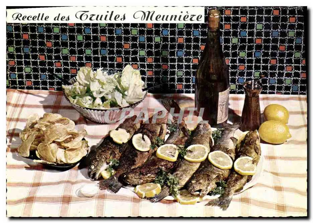 Rezept für Meunière Forelle — Editions Lyna, Paris — Rezept Nr. 38 - Vorderseite