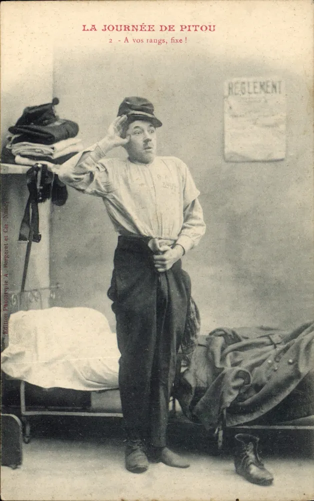 Der Tag von Pitou — Serie 2, militärische Szene — Phototypie-Ausgabe A. Bergeret & Cie, Nantes - Vorderseite