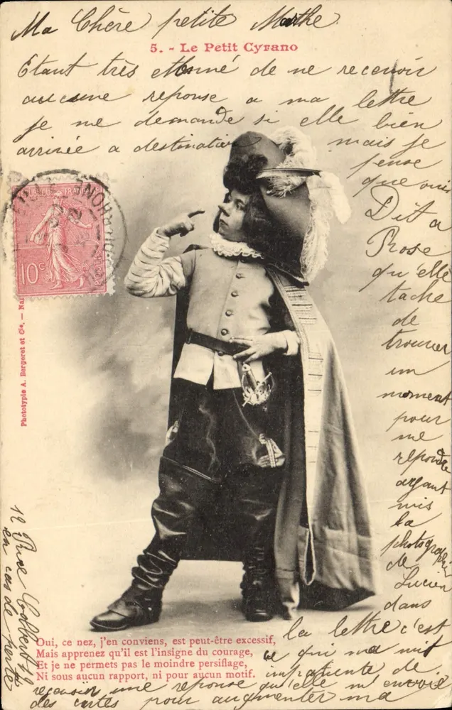 Le Petit Cyrano — Portrait d'acteur en costume — Phototype A. Barquet et Cie, n°5 - Vorderseite