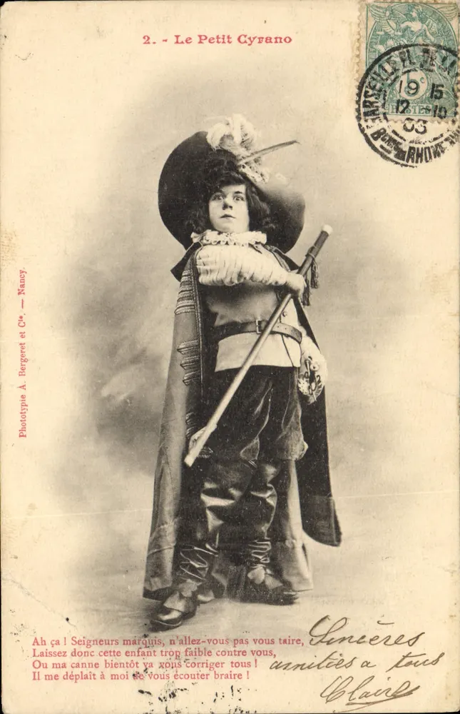 Le Petit Cyrano — scène de comédie — Phototypie A. Bergeret et Cie, Nancy, n°2 - Vorderseite