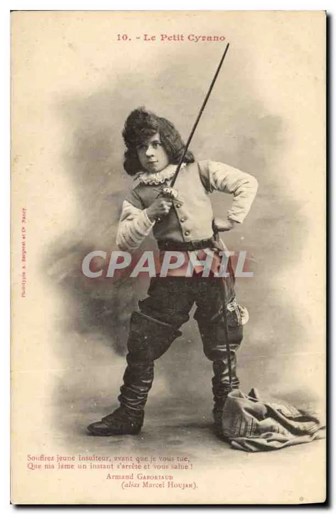Le Petit Cyrano — Szene aus dem Theater — Phototypie A. Bégorguel et Cie, Nr. 10 - Vorderseite