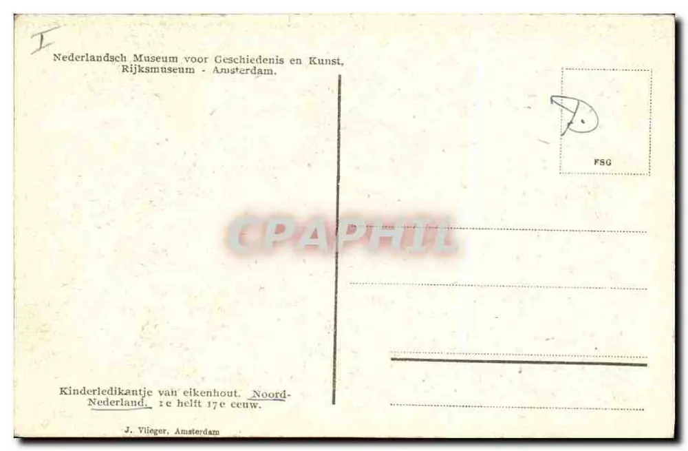 Kinderledikantje em madeira de freixo — primeira metade do século XVII — Nederlandsch Museum voor Geschiedenis en Kunst, Rijksmuseum - Amsterdam. - Verso