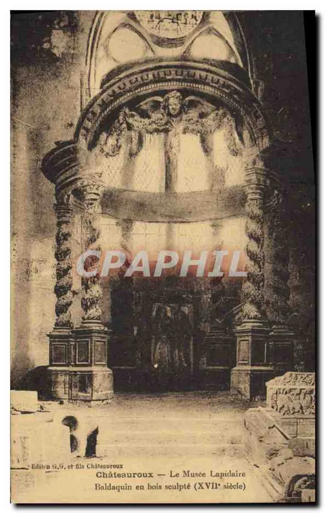 Châteauroux — O Museu Lapidário — Baldacim de madeira esculpida (século XVII) - Frente