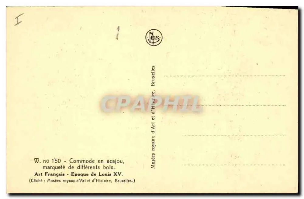 Móvel de mogno — marqueteria de diferentes madeiras — época Luís XV — Museus Reais de Arte e História, Bruxelas - Verso