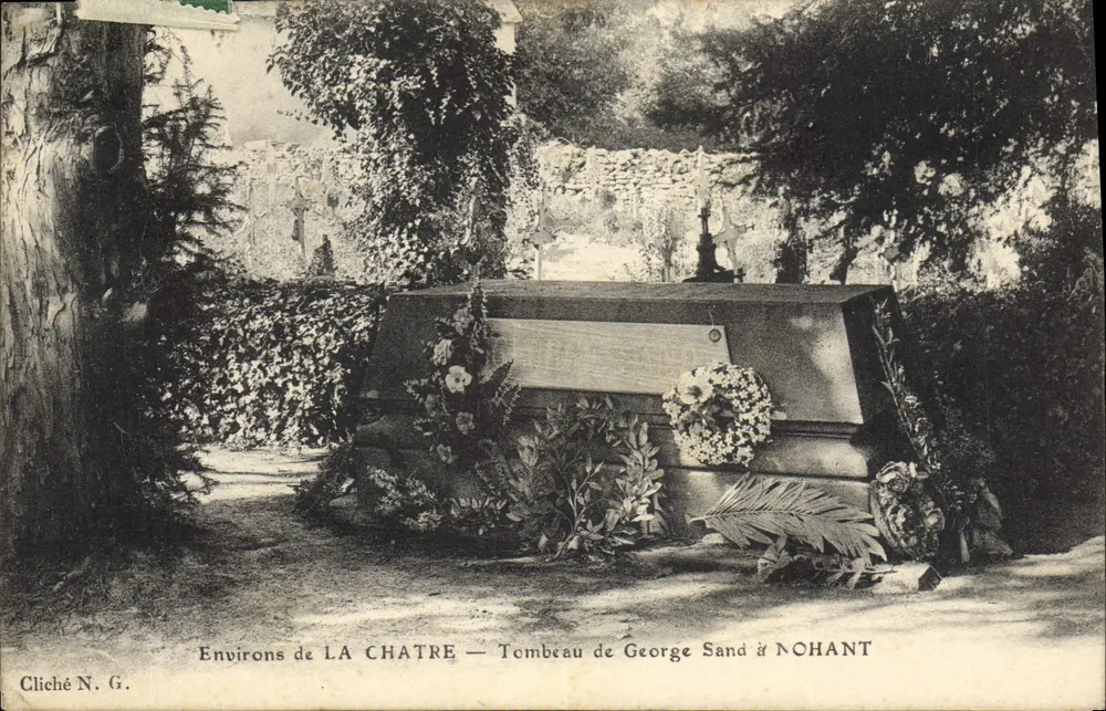 Grabmal von George Sand in Nohant — Umgebung von La Châtre — Cliché N. G. - Vorderseite