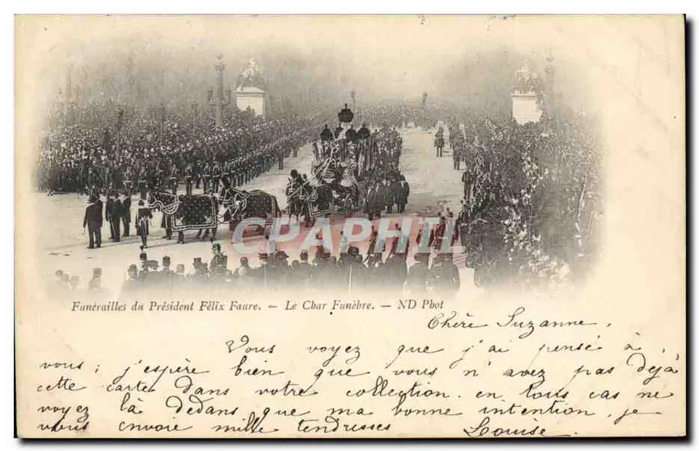 Trauerfeier des Präsidenten Félix Faure — Das Trauerzugswagen — ND Phot - Vorderseite