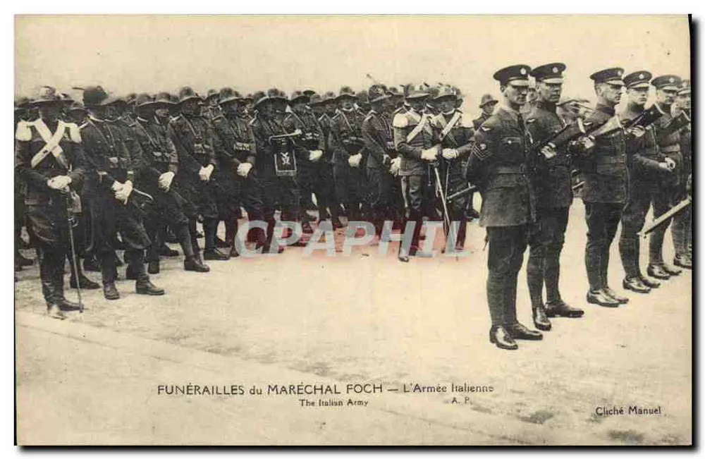 Trauerfeier des Marschalls Foch — Die italienische Armee — Cliché Manuel - Vorderseite