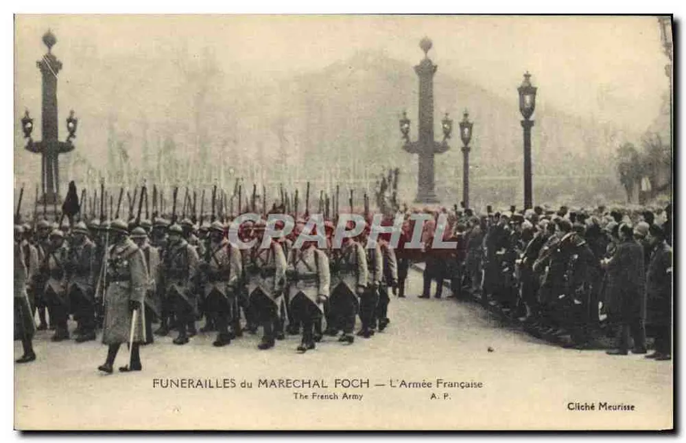Trauerfeier des Marschalls Foch — Die französische Armee — Cliché Meurisse - Vorderseite