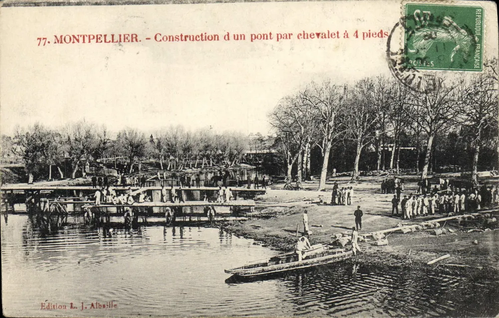 Montpellier - Bau einer 4-Fuß-Baustellenaufzugbrücke — Edition L. J. Albsille, n°77 - Vorderseite