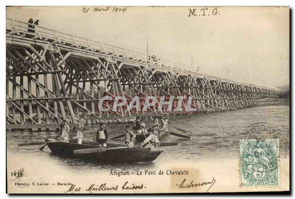 Avignone - Il Ponte dei Cavalli — Phototyp F. Laoeur — Marsiglia, n° 1638 - Recto