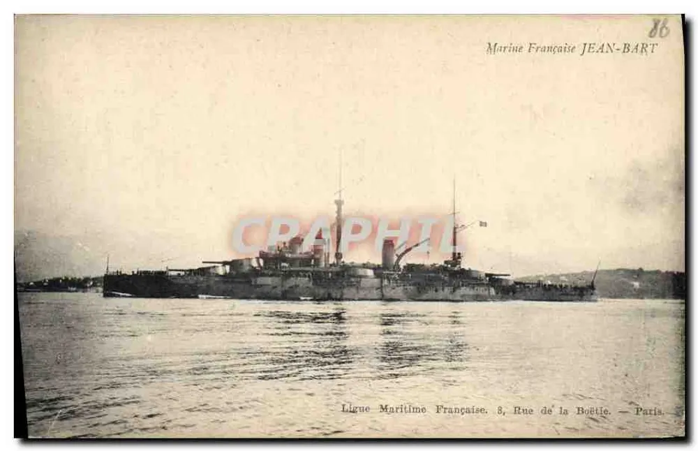 Cruzador da Marinha Francesa JEAN-BART — Ligue Maritime Francesa, 8, Rue de la Boëtie, Paris - Frente
