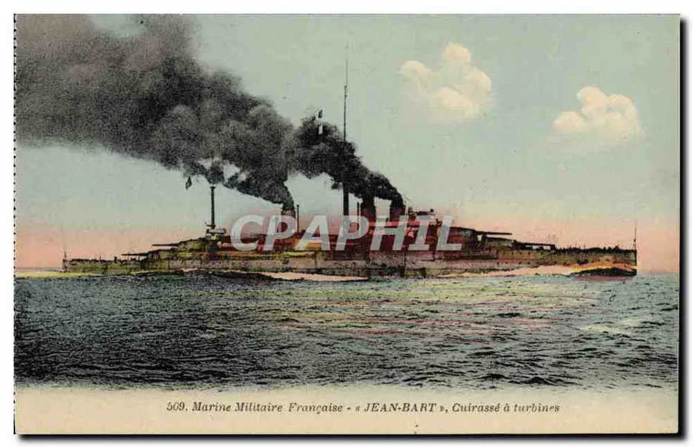 Marinha Militar Francesa - « JEAN-BART », Navio de encouraçado a turbinas — série 509, editor não visível - Frente