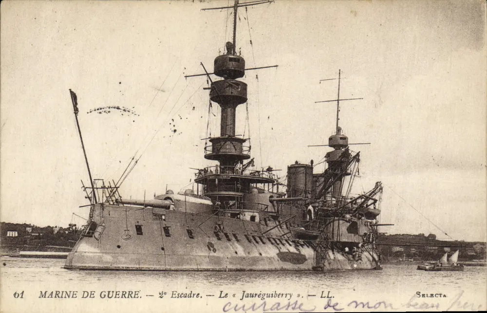 O « Jauréguiberry » — couraçado da 2a Escadra — Marinha de Guerra — editor Selecta, n° 01 - Frente