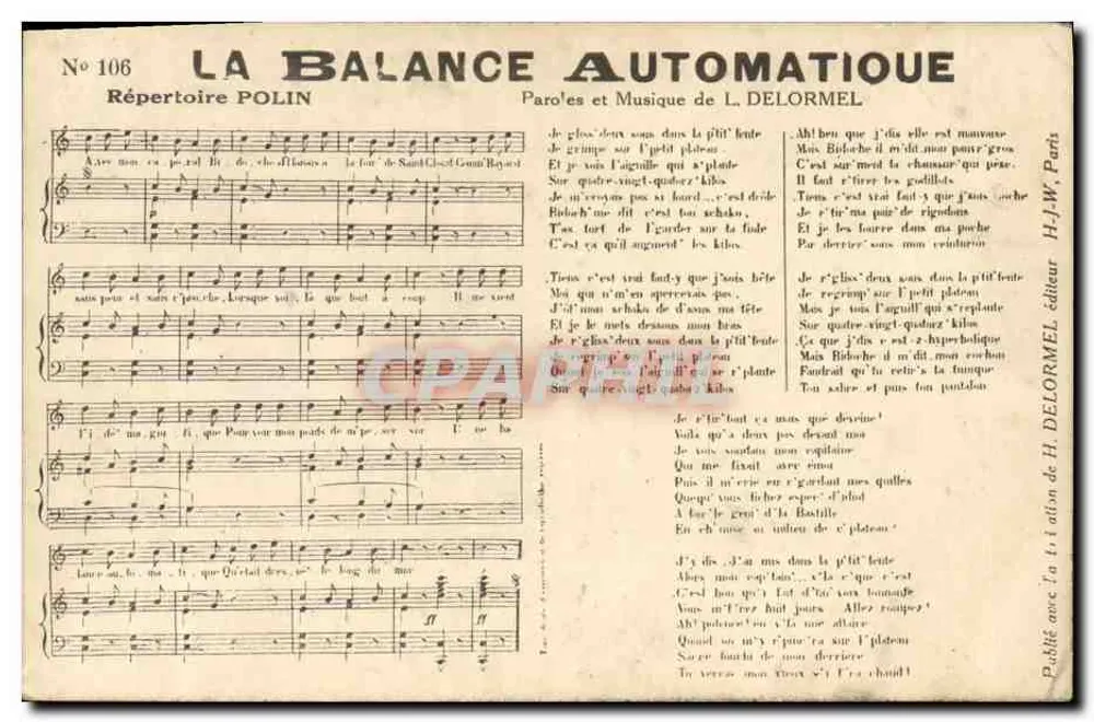 Die Automatische Waage — Répertoire Polin, n°106 — H.J.W. Delormel, Verlag, Paris - Vorderseite