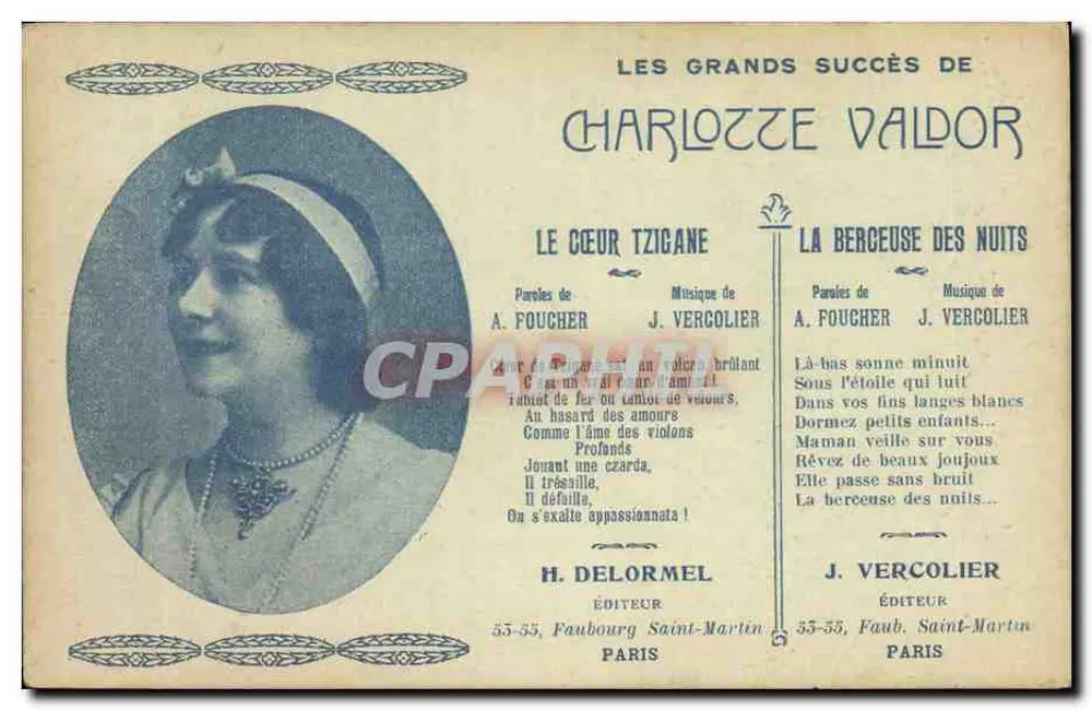 Charlotte Valdor — Les grands succès — H. Delormel, Verlag, Paris - Vorderseite