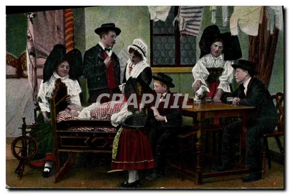 Ałsaskie rodzinne stroje narodowe — wydawca: Kunstverlag X-Bildz, Strasbourg — numer seryjny 26780 - Awers