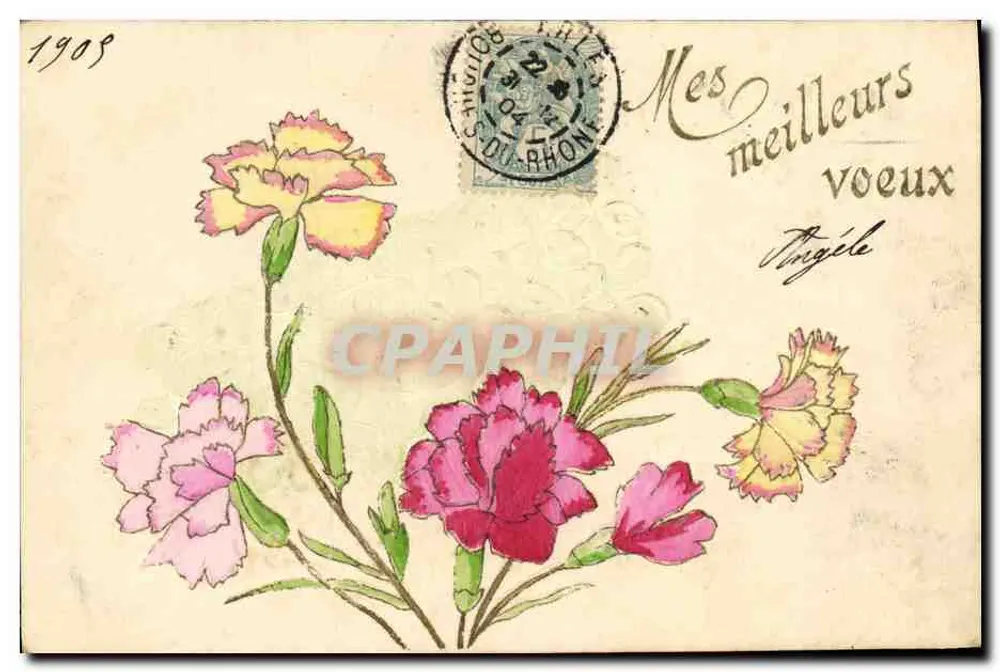 Kwitnie karnacji — 1909 — S.A. de la Poste de Lyon - Awers