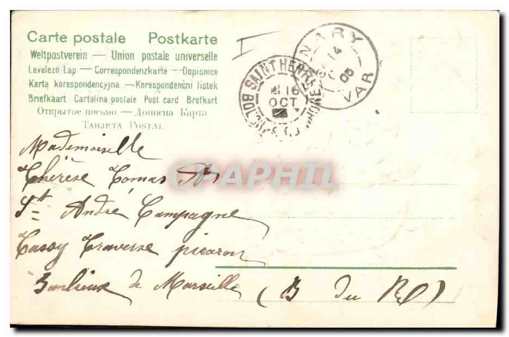 Fiolety w koszyku — Szczęśliwego Dnia — Wydawca nieznany - Rewers