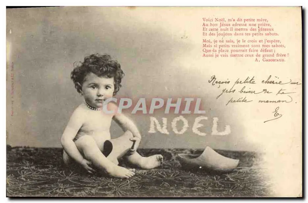 Nacktes Kind auf dem Gras — Weihnachten — A. GABORIAUD - Vorderseite