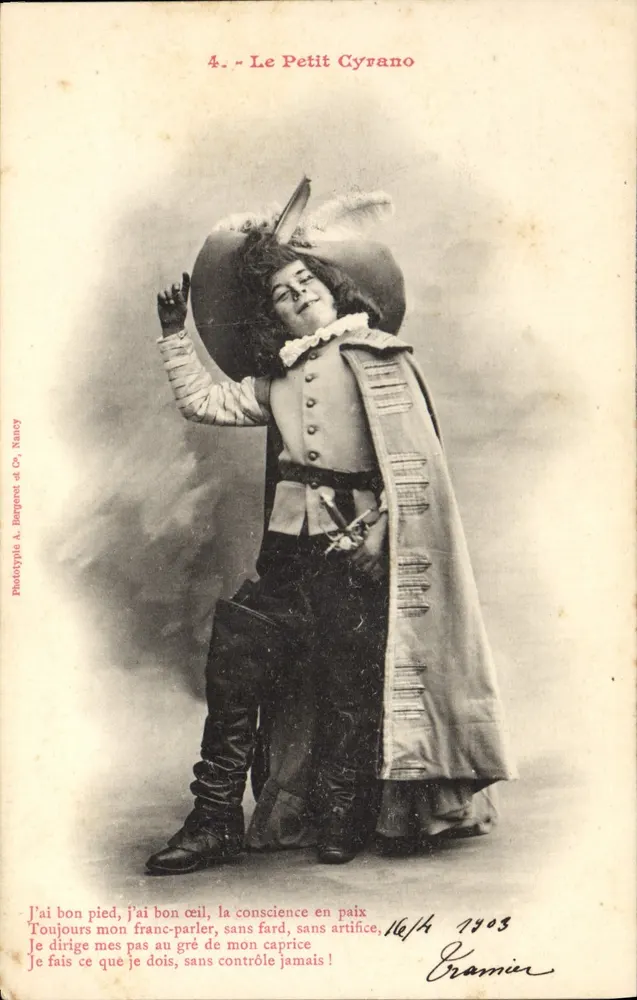 Le Petit Cyrano — Theatermotiv — Phototypie A. Bergeret & Co, Nancy, Nr. 4 - Vorderseite