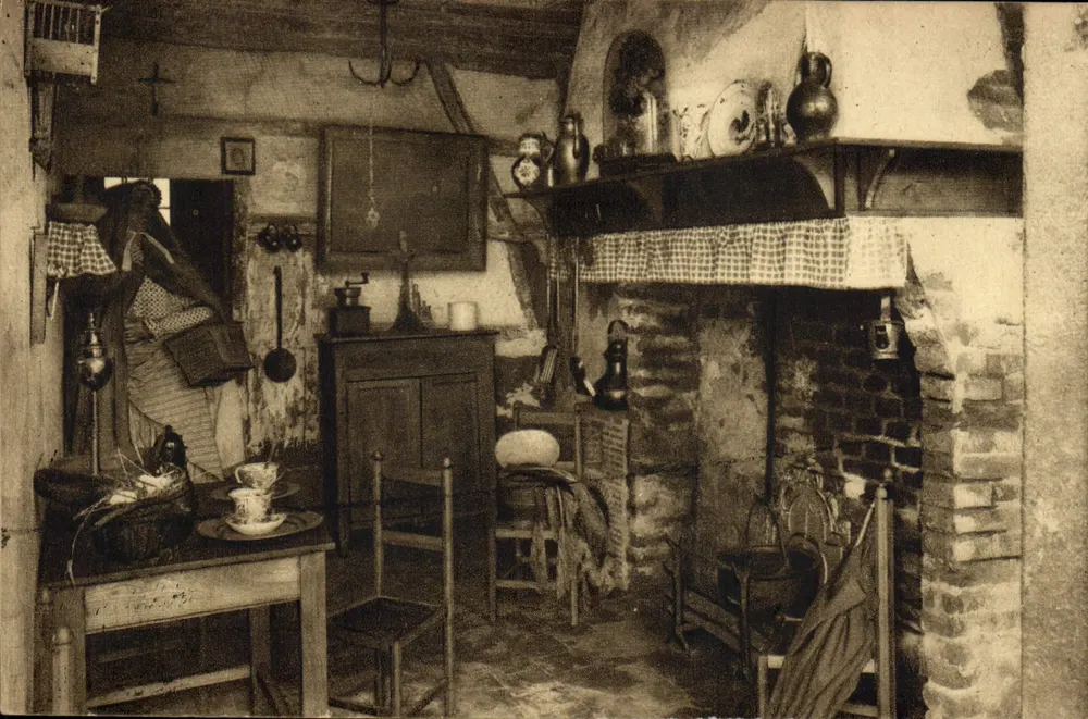 Interior de uma cozinha rustica — Anderlecht, Museu comunal — Carte postale n° II - Frente