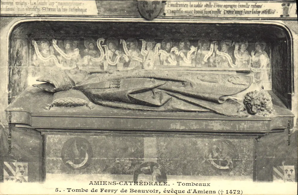 Amiens-Kathedrale — Grabmal von Ferry de Beauvoir, Bischof von Amiens († 1472) — Verlag L. Caron - Vorderseite