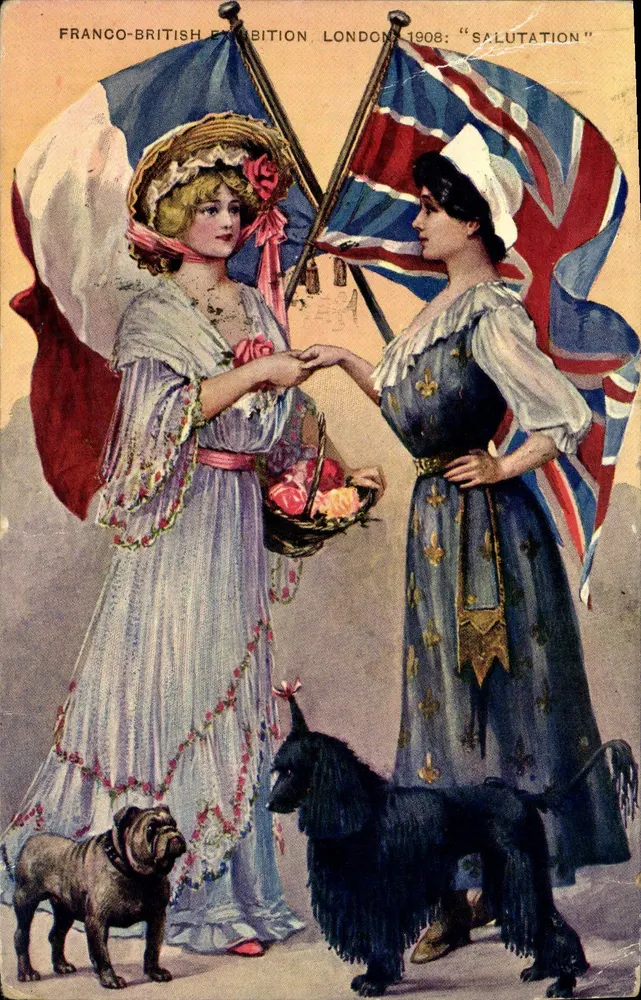Französisch-Britische Ausstellung in London 1908 — 'Grüß Gott' — Verlag VALENTINES, Serie 'Souvenir Post Card' - Vorderseite