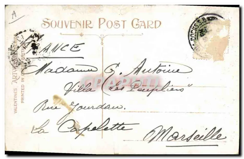 Französisch-Britische Ausstellung in London 1908 — 'Grüß Gott' — Verlag VALENTINES, Serie 'Souvenir Post Card' - Rückseite
