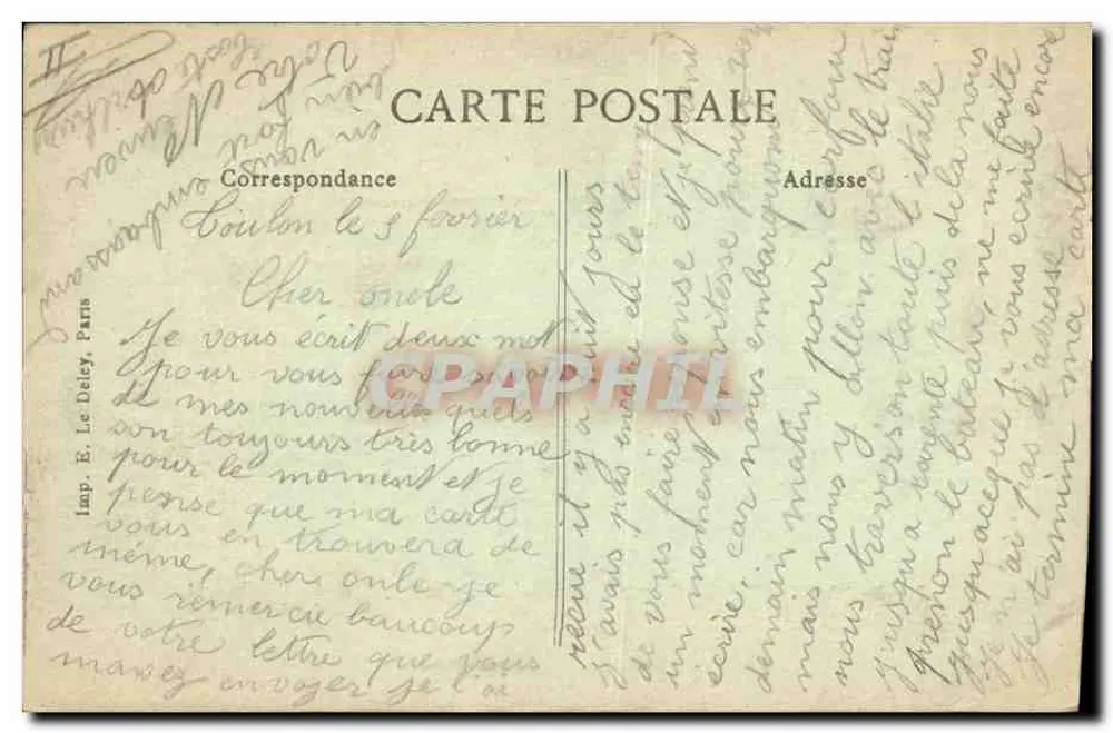 Jean-Bart — Cuirassé d'Escadre Dreadnought — Marinha Nacional — Editor E. Le Deley, n°7 - Verso