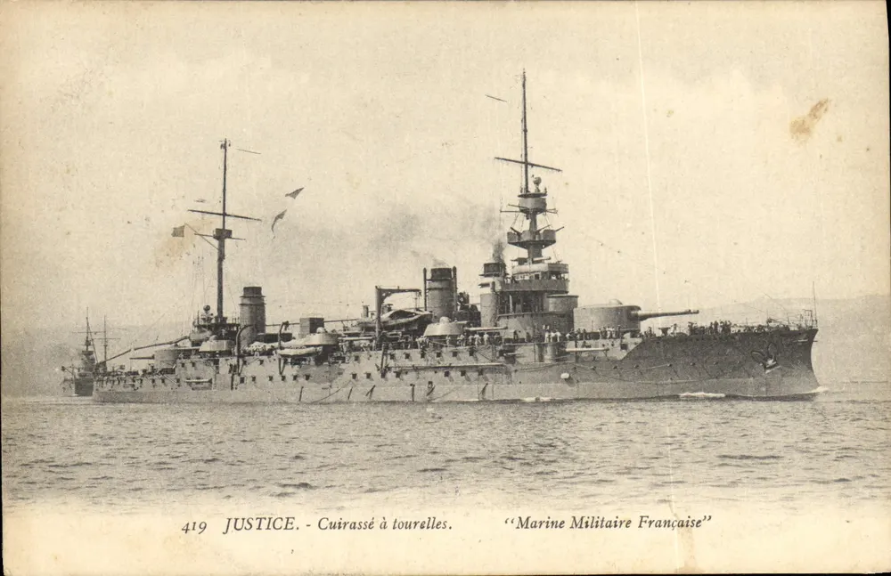 Giustizia - Cacciatorpediniere a torri — Marina Militare Francese — Editore TULON, n° 419 - Recto