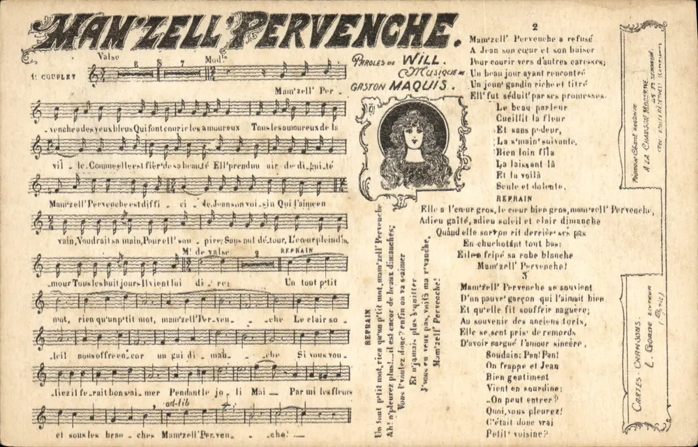 Manz'ell Pervenche — Walzer — von Gaston Maquis und Will - Vorderseite