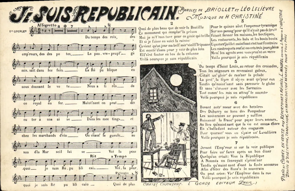 Ich bin Republikaner — politische Lied — Verlag L. Gorde, Paris - Vorderseite