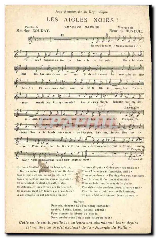 Die Schwarzen Adler! — Marschlied — Verlag J. Lepage, Nr. 114 - Vorderseite