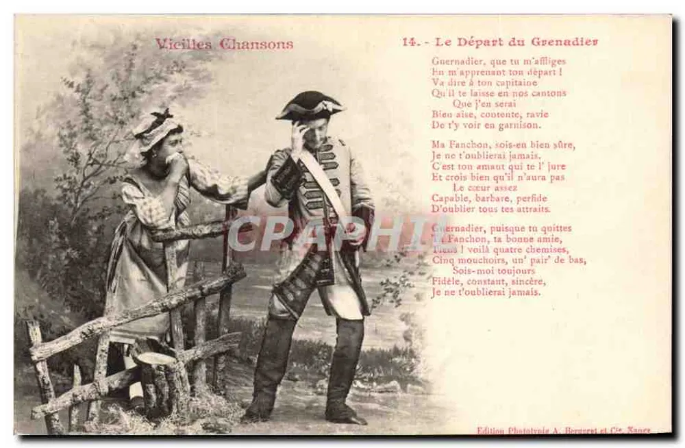 La Partenza del Grenadino — Vecchie Canzoni — Edizione Fototipia A. Borgerat e Cie, Nancy - Recto