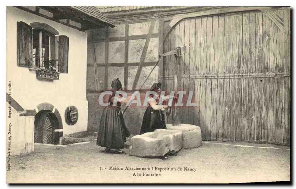 Alsatianisches Haus auf der Nancy-Ausstellung — An der Fontaine — Imp. Portas Reading, Nancy - Vorderseite