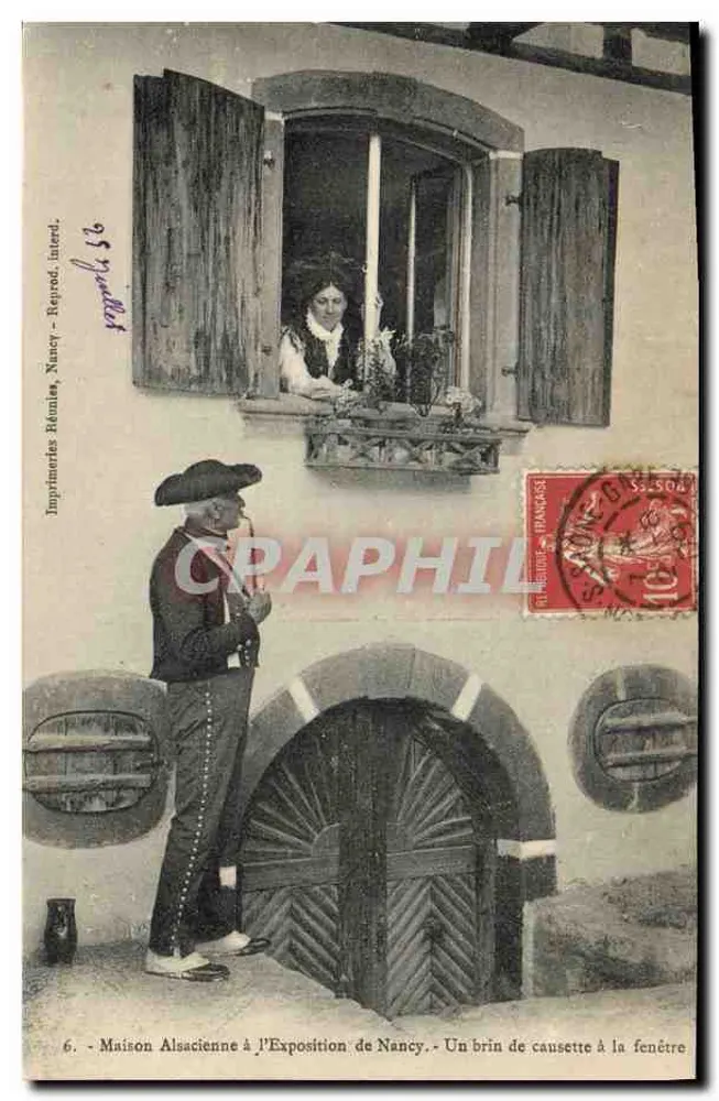 Alsatische Wohnung auf der Nancy-Ausstellung — Ein Gespräch am Fenster — Imprimeries Réunies, Nancy - Vorderseite
