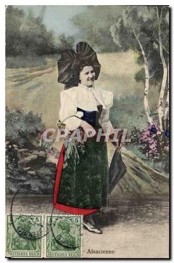 Alsacienne — femme en costume traditionnel — éditeur W. S. W. Fessenheim, n° 856 - Awers
