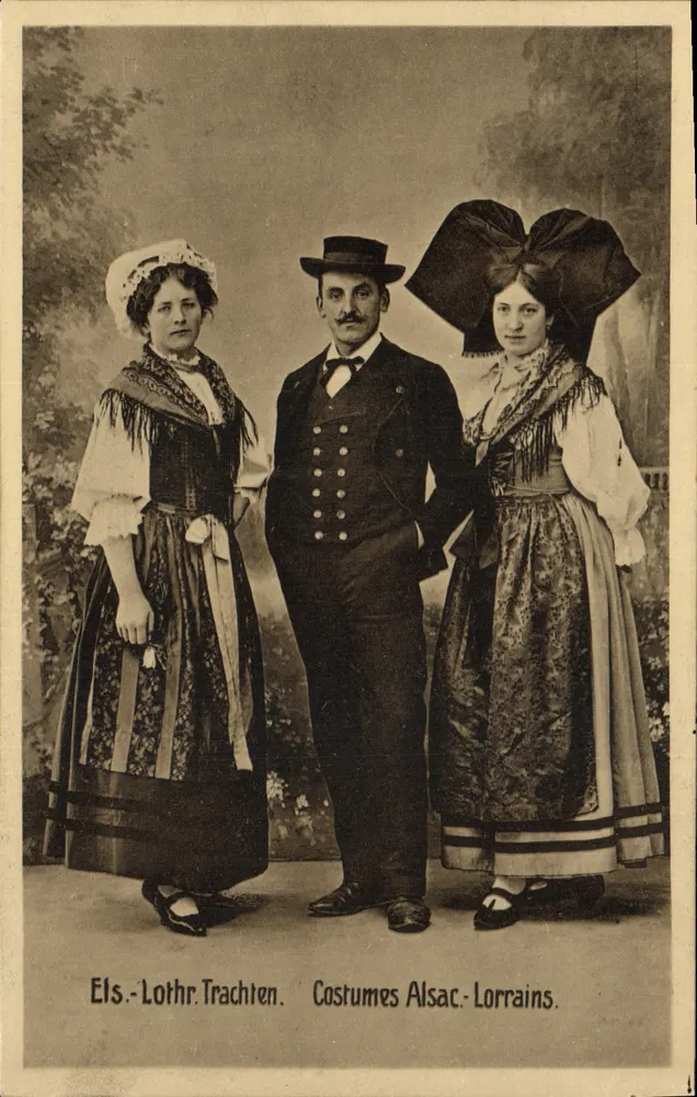 Kostiumy Alsasko-Lotaryjskie — Els-Lothr.Trachten — Kunstverlag E. Hartmann, Strasbourg - Awers