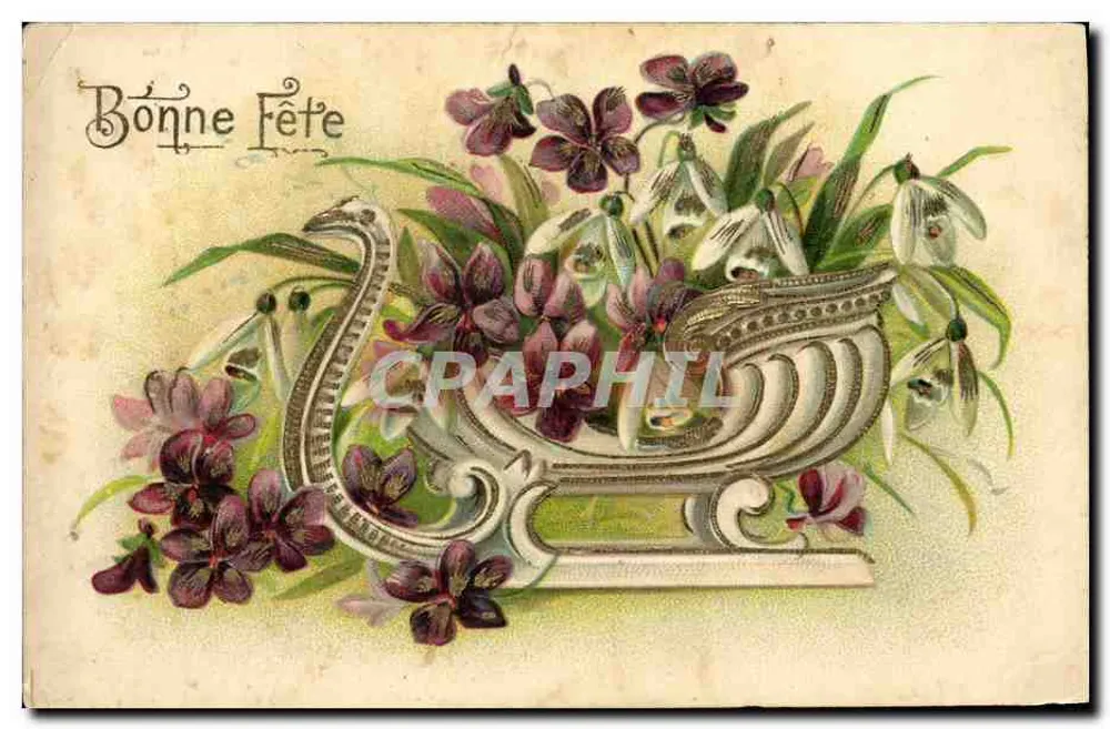 Frohe Feier — Blumen in einem dekorierten Korb — Serie 121 - Vorderseite
