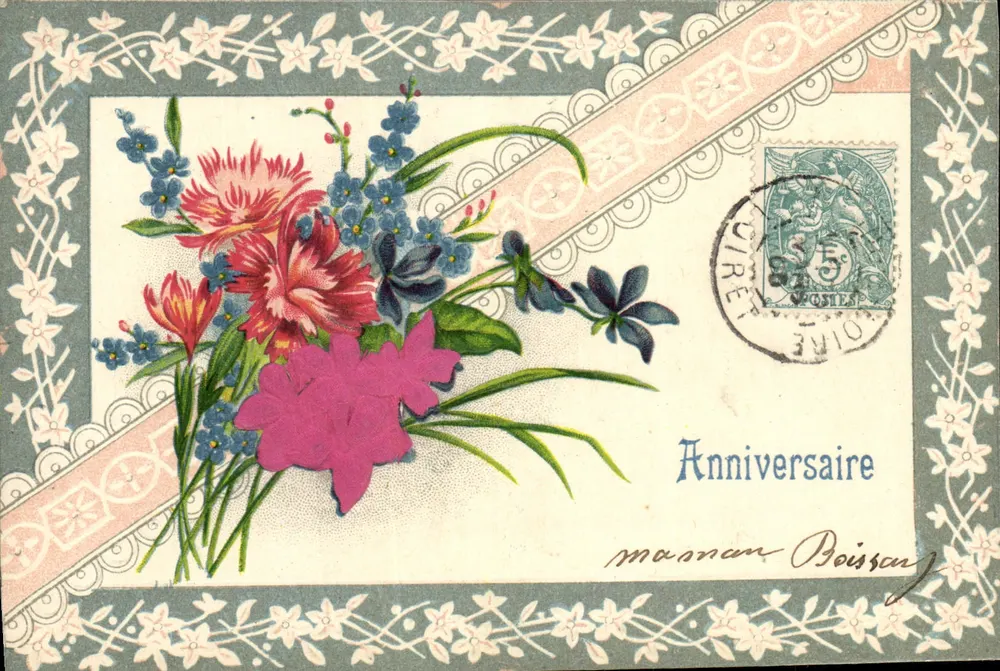 Mazzo di fiori — Anniversario — Poisson - Recto