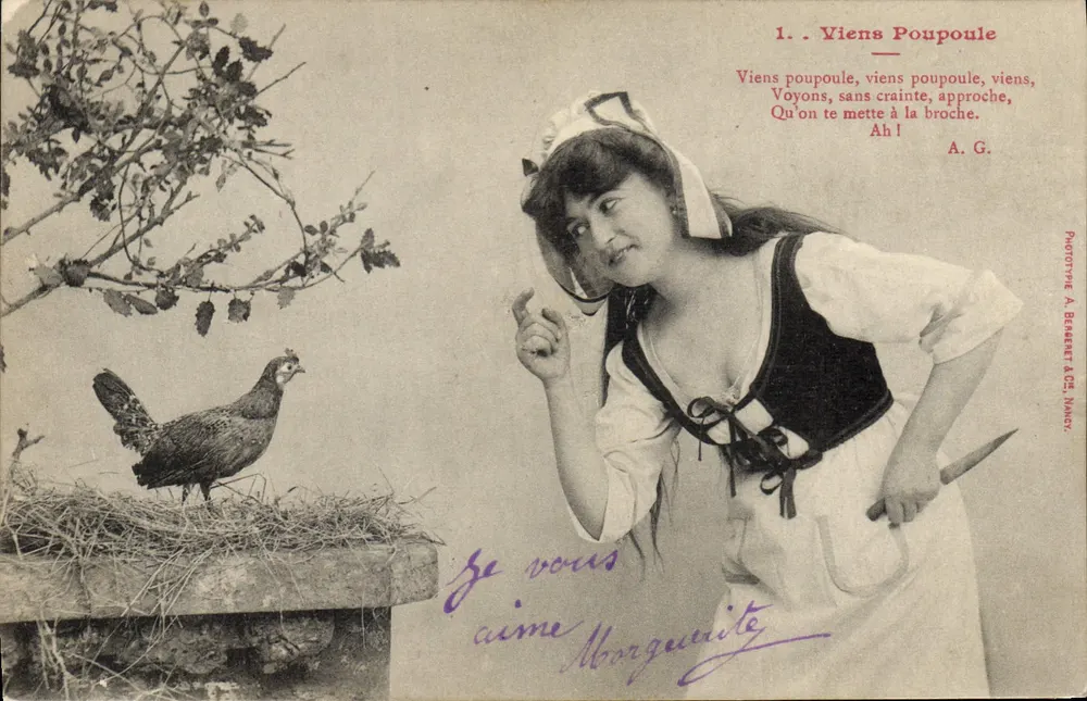 Ich liebe dich Marguerite — Komm Poupoule — Fotograf A. Berenret, Nancy - Vorderseite
