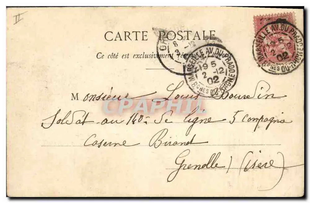 Soldat am Tisch — militärische Szenen — Phototypie A. Bonguot & Cie, Nancy - Rückseite