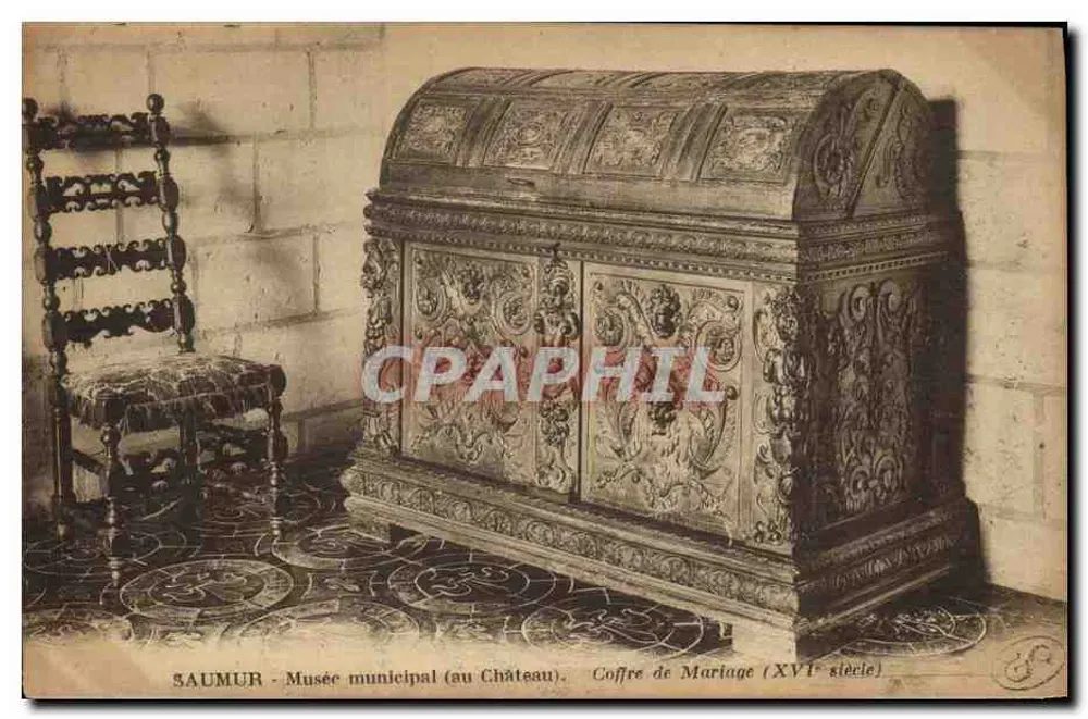 Saumur - Stadtmuseum (im Schloss). Hochzeitskiste (16. Jahrhundert) - Vorderseite