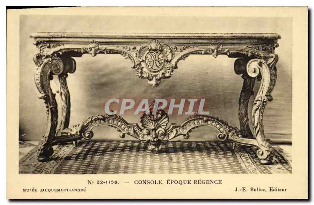 Console, época Régence — Museu Jacquemart-André — J.-E. Bulloz, Editor - Frente