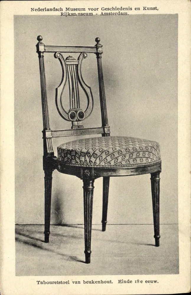 Tabouret de madeira de carvalho — fim do século XVIII — J. Vlieger, Amsterdam - Frente