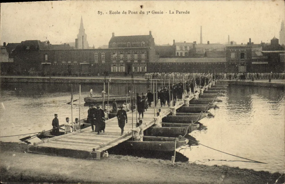 Schule für Brückenbau des 3. Ingenieurregiments — Die Parade — Verlag: F. Pannier - Vorderseite